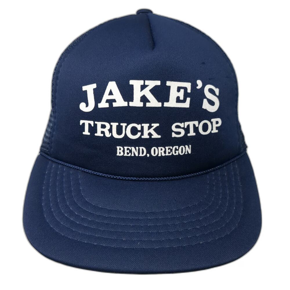 AmaPro Jake's Truck Stop Bend Oregon Trucker Hat Blue OSFM Mesh Rope Snapback